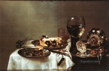 Naturaleza muerta clásica Painting - Mesa de desayuno con pastel de moras bodegones Willem Claeszoon Heda